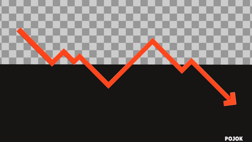 Animated 3D Red Arrow Graph Indicating Market Decline