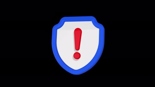 Exclamation mark with shield on isolated background