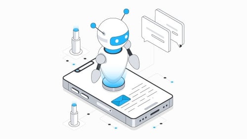 Robotic chatAi Chat Bot Isometric Animation Alpha Channel