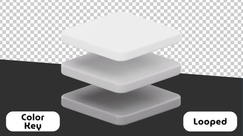 Modern Animated Square Layers Icon Stack Reveal