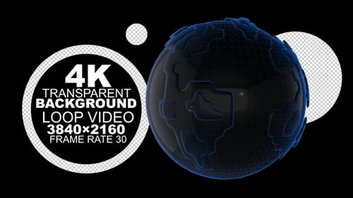 Rotating Digital Wireframe Globe Background