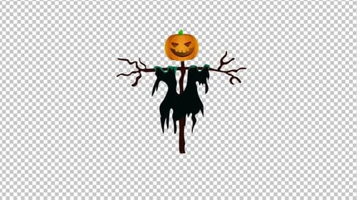 Animated Halloween Scarecrow Character Swaying Motion Graphic