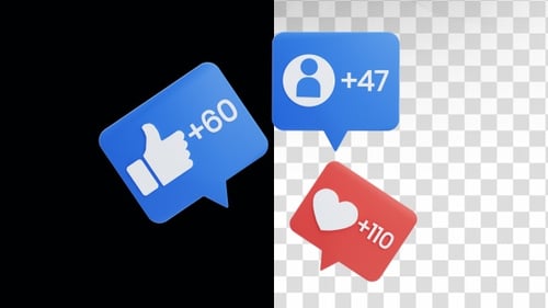 3D Social Media Follower Like and Heart Counter Notifications