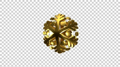 Golden 3D Snowflake Rotating Loop V12