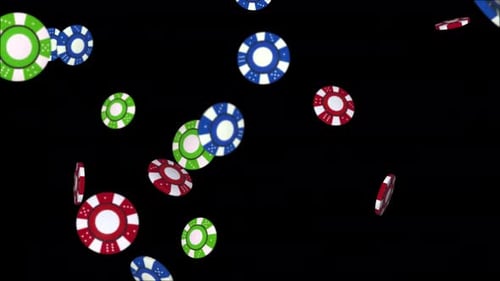 3d realistic playing chips for casino or flying gambling coins 4K 3D Alpha Screen loop Animation