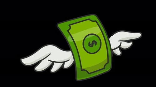 Animated Cartoon Flying Money Icon