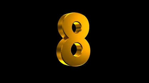Rotating Golden 3D Number 8 Animation