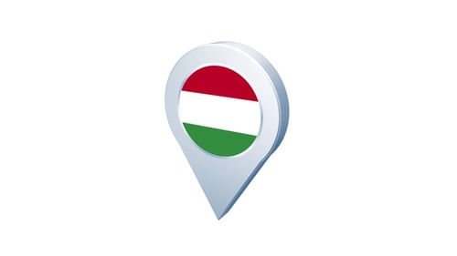 Animated 3D Location Pin with Hungary Flag