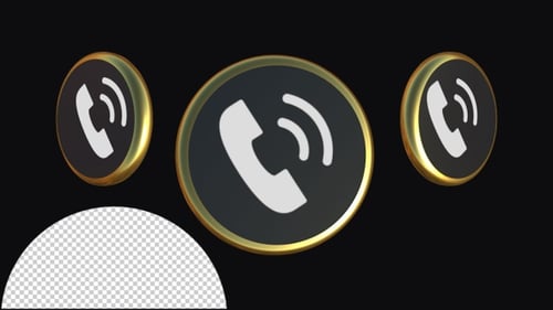 3D Rotating Golden Call Icon Animation