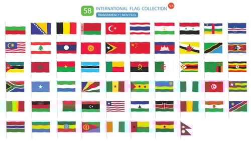 Animated Waving International Flag Collection with Alpha Channel