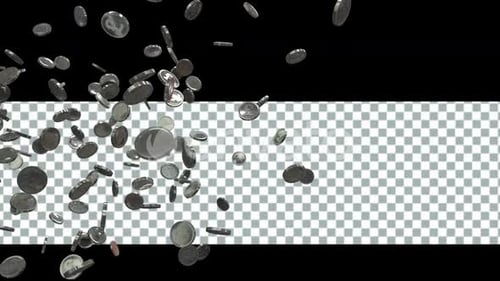 Falling Silver Coins Animation with Alpha Channel