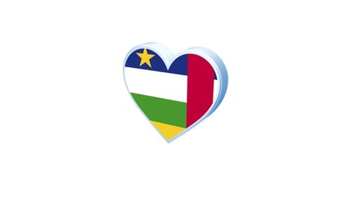 3D Central African Republic Flag Heart Rotation Animation
