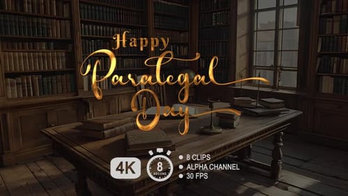 Happy Paralegal Day Golden Calligraphic Text Reveal