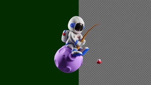 Animação de pesca de astronauta