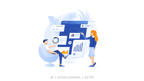 Animated Flat Design Business Data Analysis Illustrations