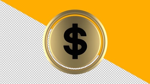 3D Gold Dollar Coin Rotating Animation