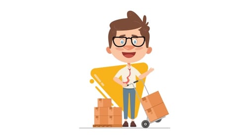 Flat Design Delivery Worker Stacking Boxes Animation