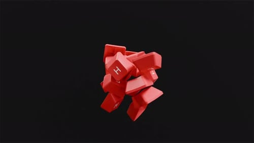 Red Keyboard Keys Falling 3D Animation