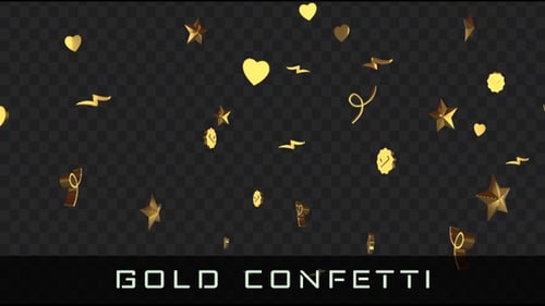 Falling Golden Confetti with Stars and Hearts Animation