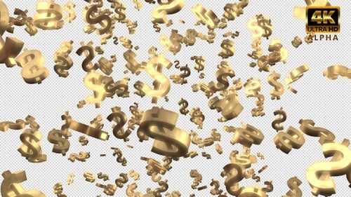 Falling Golden Dollar Signs Overlay Animation
