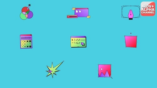 Icônes d'outils de conception graphique | Graphiques animés