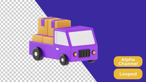 3D Animated Delivery Truck | Alpha Channel