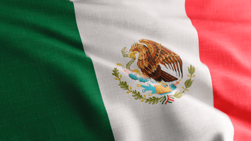 Mexican Flag Waving Realistic Loop