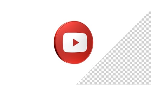 Glossy 3D YouTube Play Button Icon Animation