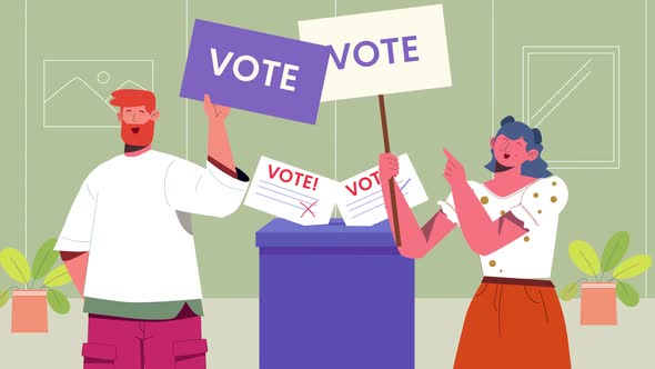 Public Awareness Of Voting Vector Art Animation Scene, Elements Motion ...