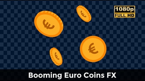 Animated Falling Euro Coins Flat Design Element