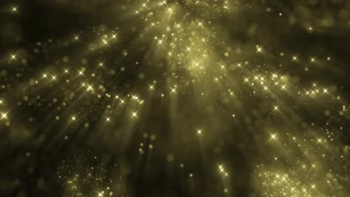 Golden Glittering Particles Light Rays Background Animation