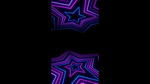Vertical video purple and blue blinking neon stars vj loop animation