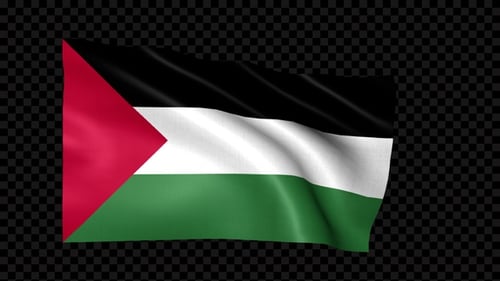 Realistic Palestine Flag Waving with Alpha Channel