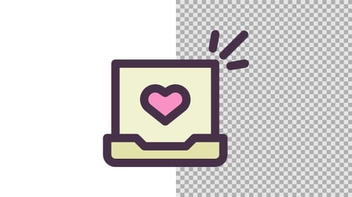 Animated Laptop Icon with Social Media Like Notification