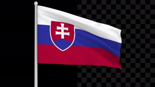 Waving Slovakia Flag on a Flagpole