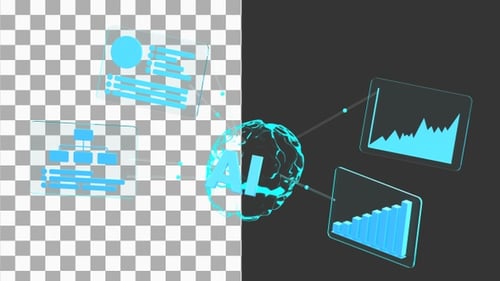 3D-Animation der KI-gestützten Entscheidungsfindung und Datenanalyse | Alpha Channel
