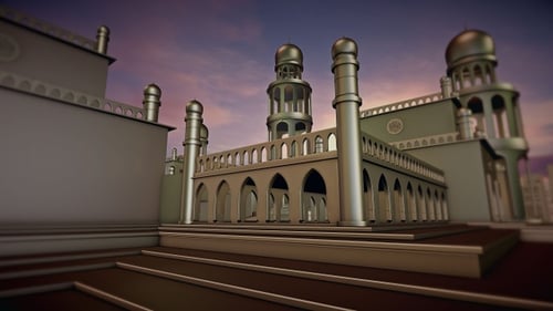 Beautiful Mosque Entry With Dramatic View