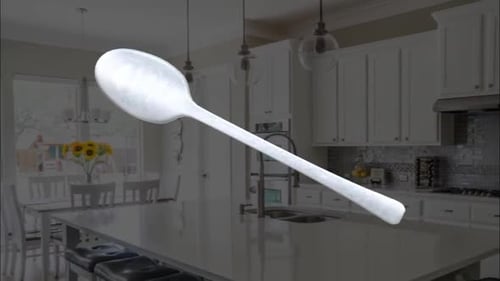 Rotating 3D Silver Spoon Animation Loop
