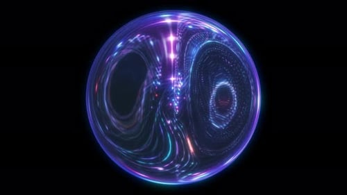 Abstract Space Orb with Swirling Neon Particles Animation