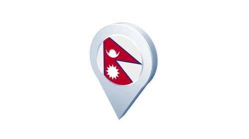 3D Spinning Location Pin with Nepal Flag