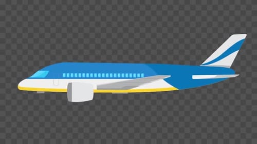Animated Flat Design Airplane Flying Transparent Background
