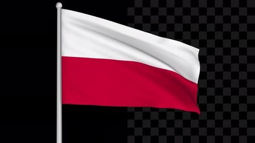 Poland Flag Waving Realistic Loop Animation