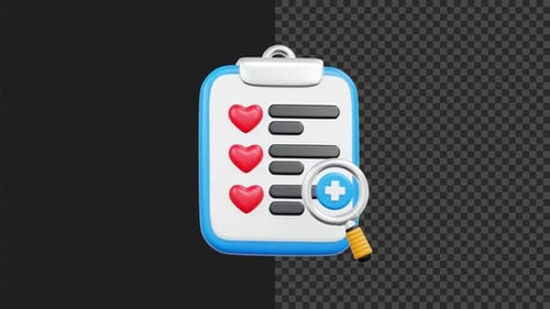 3D Health Check Up Monitoring Icon Animation – Medical Motion Graphic