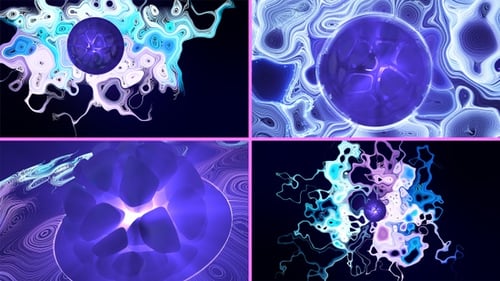 Abstract Glowing Sphere with Fluid Swirls Background