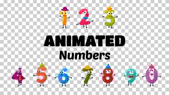Cute Animated cartoon set of Numbers looped + Alpha , Backgrounds ...