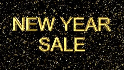 New Year Sale Gold Text Snow Loop