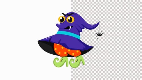 Scary Witch Hat Animation Alpha Channel