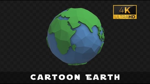 Cartoon Earth Rotate and Loop in alpha channel