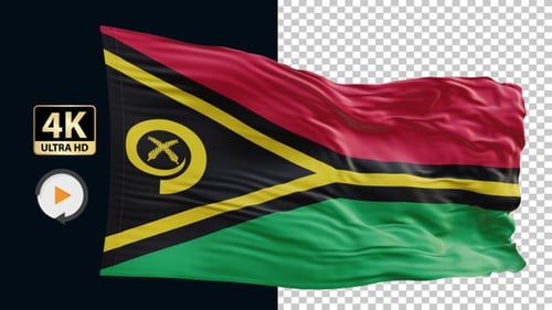 Vanuatu Flag Waving in Realistic Loop Animation