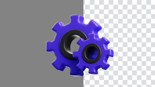 3D Animation of Configuration with Rotating Gear | Alpha Channel